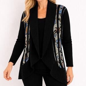 Angel Apparel Artsy Black Floral Cocoon Cardigan XL Shrug